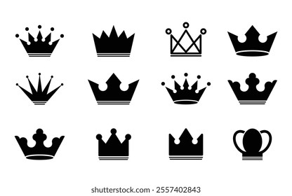  King and Queen Crown Vector illustration icon set