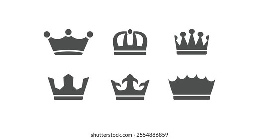 King and Queen Crowns. Crown Icon Set Flat Style. Royal Crown Symbol Collection Vector Illustration. Royal Crown Icon Set - King and Queen Crowns in Flat Vector Style