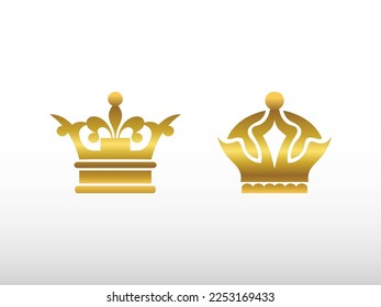 King and Queen golden crown illustration with gray background