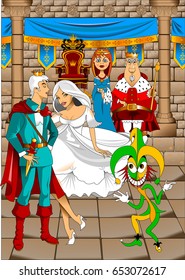 King and Queen in the Great Throne Room, illustration
