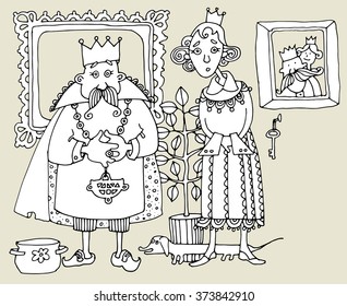 King and Queen. Hand drawn illustration