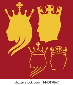 king and queen heads silhouette 