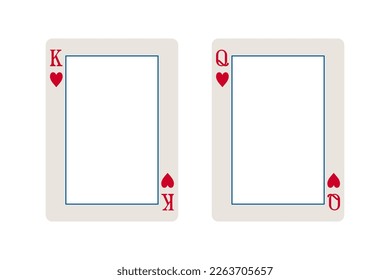 King and Queen of Hearts pair of playing cards as picture frame set in vector