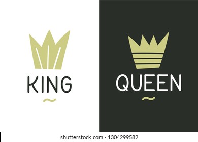 King queen inspirational quote - Vector illustration design for t shirt graphics, fashion prints, slogan tees, stickers, cards, posters and other creative uses