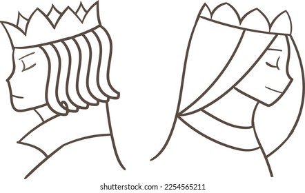 king queen line vector card symbol logo