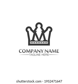 logotipo de rey y reina, princesa, imagen vectorial de la plantilla del logotipo de la corona diseño de icono