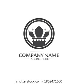 king and queen logo, princess, Crown Logo Template vector icon illustration design