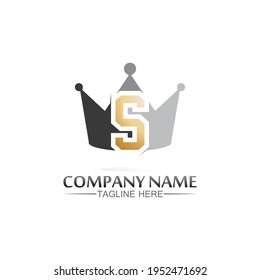 logotipo de rey y reina, princesa, imagen vectorial de la plantilla del logotipo de la corona diseño de icono