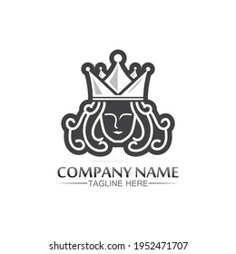 king and queen logo, princess, Crown Logo Template vector icon illustration design