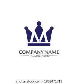 logotipo de rey y reina, princesa, imagen vectorial de la plantilla del logotipo de la corona diseño de icono