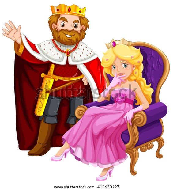 椅子のイラストの上にある王と女王 のベクター画像素材 ロイヤリティフリー