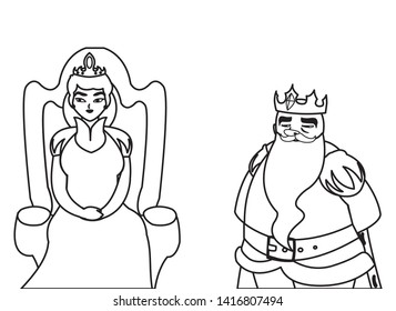 king and queen on throne characters