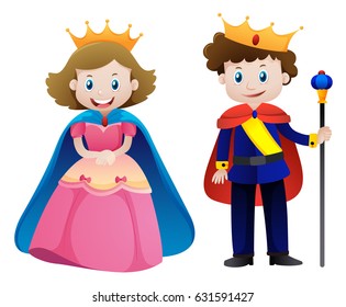 King and queen on white background illustration