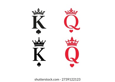 King And Queen Playing Card Crown Icons