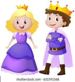 King and queen in purple costume illustration