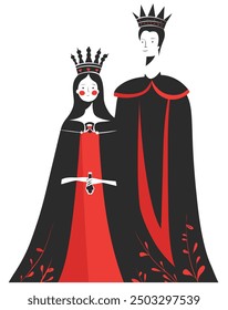 King and Queen, Regal and Elegant Themes - Flat Vector Illustration