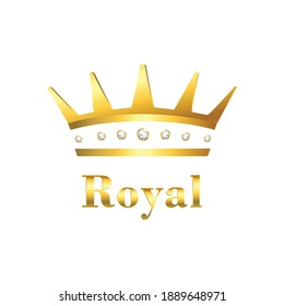 King or queen royal crown sign with realistic gem stones on white background vector illustration