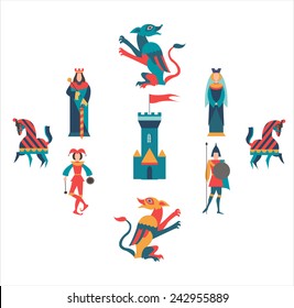 King Queen Soldiers Jester Horses Castel Stock Vector (Royalty Free ...