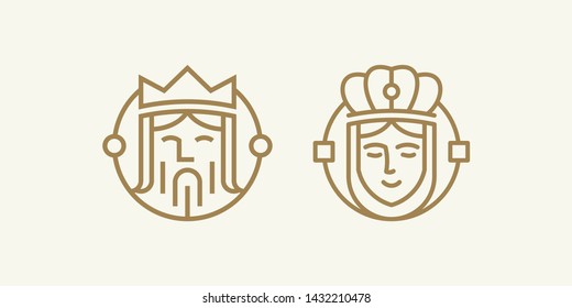 king and queen vector icon logo design