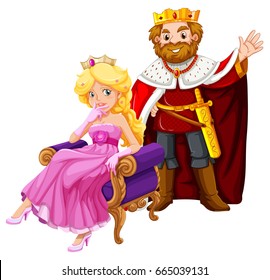 King and queen wearing crowns illustration