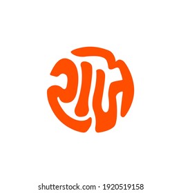 King (Raje) written in round shape in Devanagari lettering. Raje means Chhatrapati Shivaji Maharaj.
