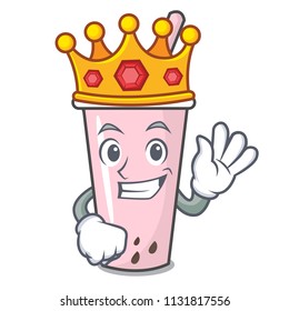 King raspberry bubble tea character cartoon