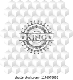 King realistic grey emblem with cube white background