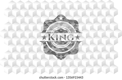 King realistic grey emblem with cube white background