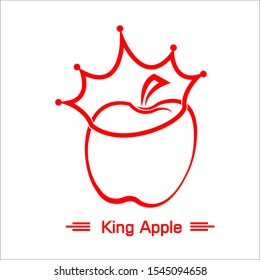 King red apple logo simple, mascot fruit for your company, fresh juice apple
