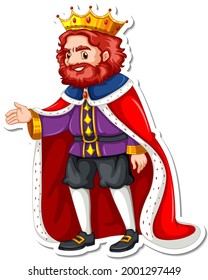 A king with red robe cartoon character sticker illustration