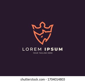 king rhino logo design vector template