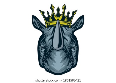 KING RHINO LOGO VECTOR WITH CROWN