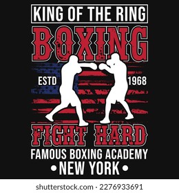 King of the ring boxing fight hard tshtshirt design 