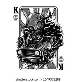 King of Road Black and White Illustration