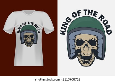 King of The Road with Skull Vintage T-Shirt Design