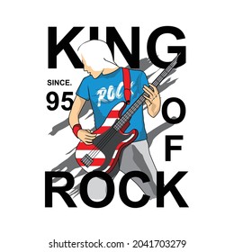 King of Rock mit Malergitarrist Illustration, Typografie