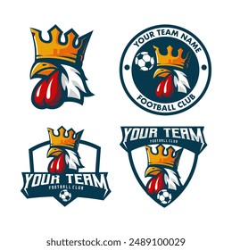 King Rooster logo design with modern illustration concept style for team soccer football