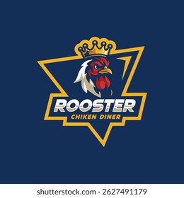 King Rooster Mascot Logo Design Illustration Vector for Sport esport or gaming team