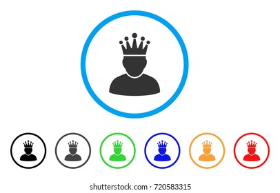King rounded icon. Style is a flat king gray symbol inside light blue circle with black, gray, green, blue, red, orange variants. Vector designed for web and software interfaces.