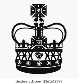Vector de logotipo de la corona del rey Ilustración. Silueta real de la corona negra aislada sobre fondo blanco
