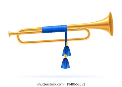 king royal golden horn trumpet vector illustration isolated on white background