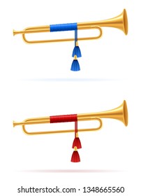 king royal golden horn trumpet vector illustration isolated on white background