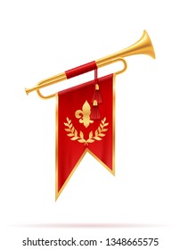 king royal golden horn trumpet vector illustration isolated on white background