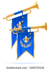 king royal golden horn trumpet vector illustration isolated on white background