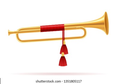 king royal golden horn trumpet vector illustration isolated on white background