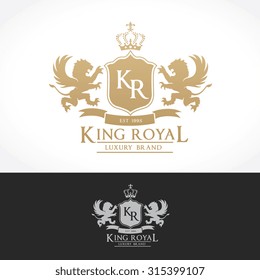 King royal luxury vintage Crest Logo Template.