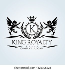 King Royalty K letter Crest Logo Template