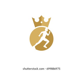 King Run Icon Logo Design Element