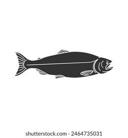 King Salmon Icon Silhouette Illustration. Fish Vector Graphic Pictogram Symbol Clip Art. Doodle Sketch Black Sign.