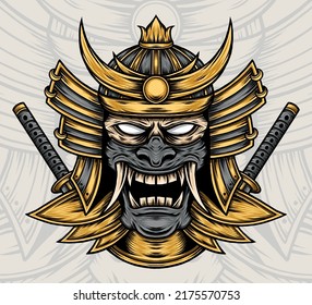 King Samurai With Katana. Premium vector